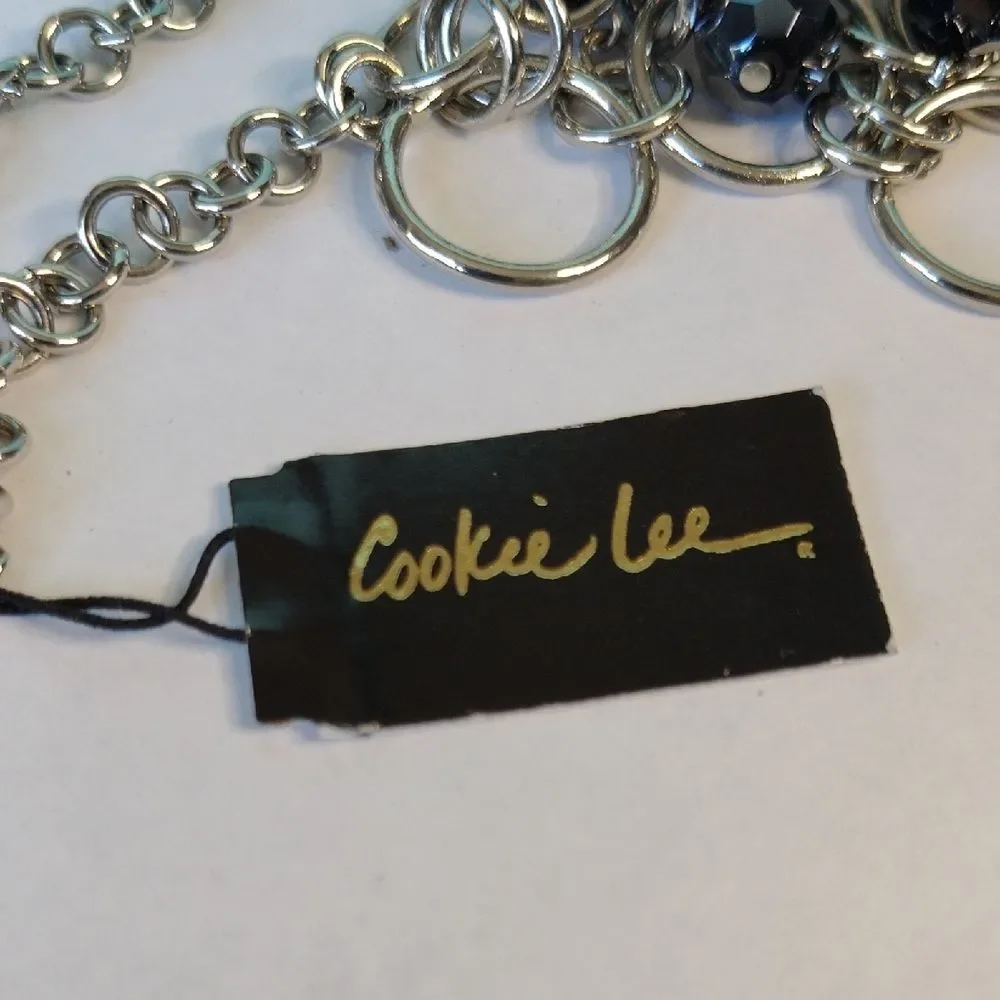 Cookie Lee Silver and Dark Blue Necklace - Picture 4 of 5